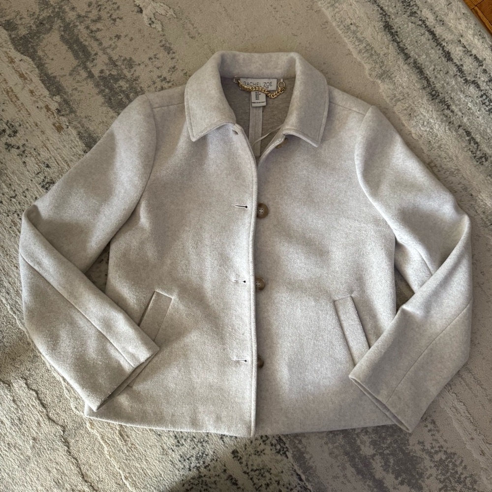 Rachel Zoe soft lightweight cream fall spring weight peacoat style jacket coat